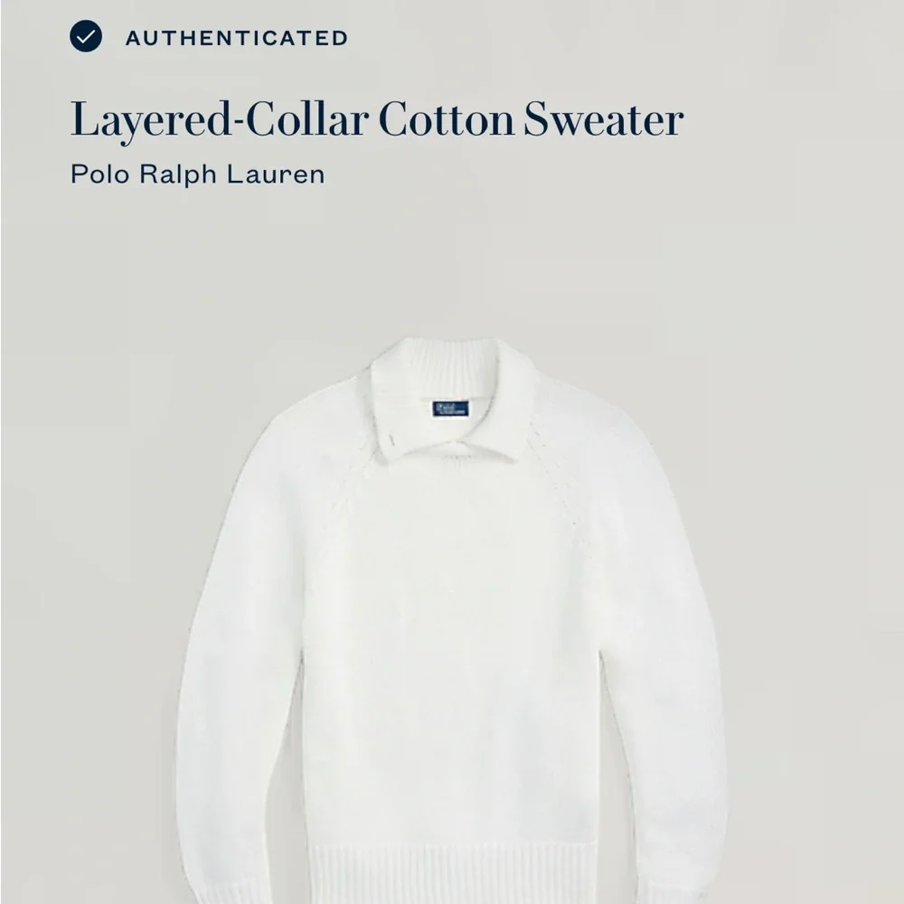Polo Ralph Laure Layered-Collar Cotton Sweater | color: white | size L - Picture 7 of 10